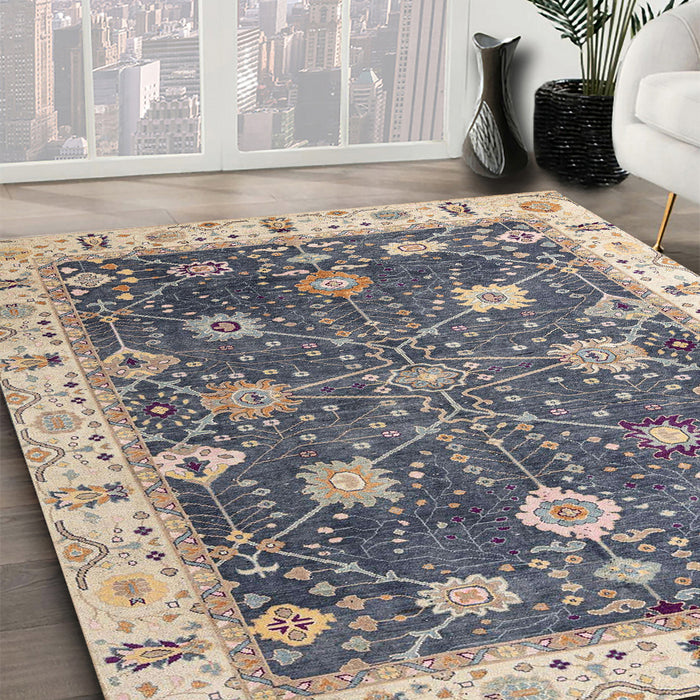 Machine Washable Abstract Carbon Gray Rug in a Family Room, wshabs4310