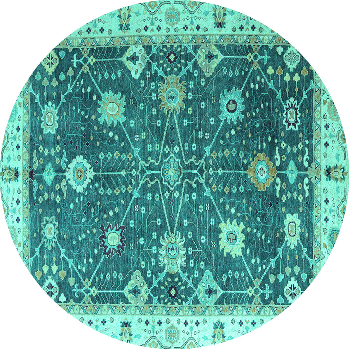 Round Oriental Turquoise Traditional Rug, abs4310turq
