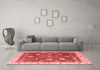 Machine Washable Oriental Red Traditional Rug, wshabs4310red