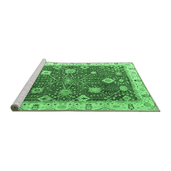 Sideview of Machine Washable Oriental Emerald Green Traditional Area Rugs, wshabs4310emgrn
