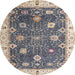 Round Machine Washable Abstract Carbon Gray Rug, wshabs4310