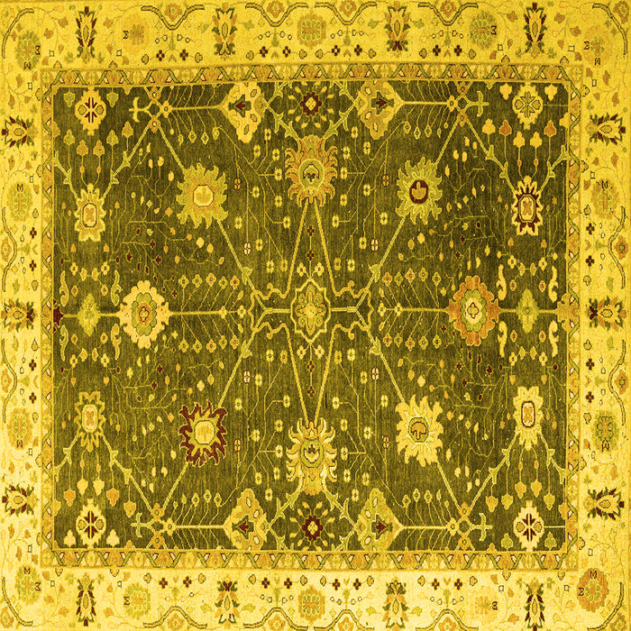 Square Machine Washable Oriental Yellow Traditional Rug, wshabs4310yw