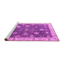 Sideview of Machine Washable Oriental Pink Traditional Rug, wshabs4310pnk