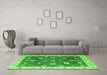 Machine Washable Oriental Green Traditional Area Rugs in a Living Room,, wshabs4310grn