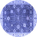 Round Machine Washable Oriental Blue Traditional Rug, wshabs4310blu