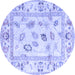 Round Oriental Blue Traditional Rug, abs4311blu