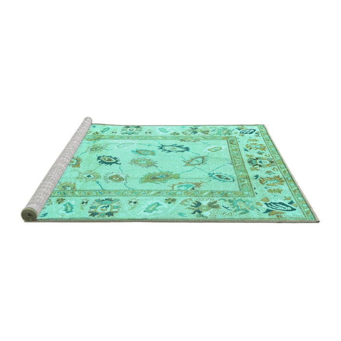 Sideview of Machine Washable Oriental Turquoise Traditional Area Rugs, wshabs4311turq