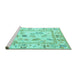 Sideview of Machine Washable Oriental Turquoise Traditional Area Rugs, wshabs4311turq