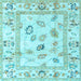 Square Machine Washable Oriental Light Blue Traditional Rug, wshabs4311lblu