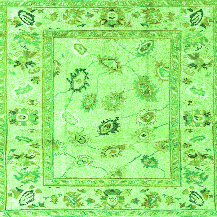 Square Machine Washable Oriental Green Traditional Area Rugs, wshabs4311grn