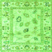 Square Machine Washable Oriental Green Traditional Area Rugs, wshabs4311grn