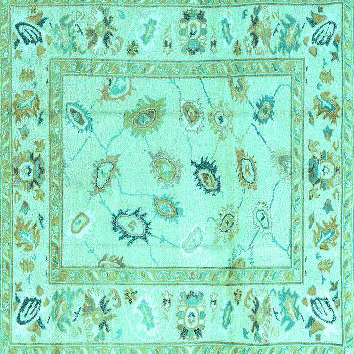 Square Oriental Turquoise Traditional Rug, abs4311turq