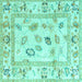 Square Oriental Turquoise Traditional Rug, abs4311turq