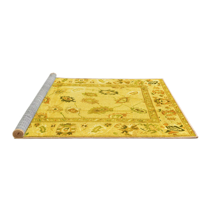 Sideview of Machine Washable Oriental Yellow Traditional Rug, wshabs4311yw