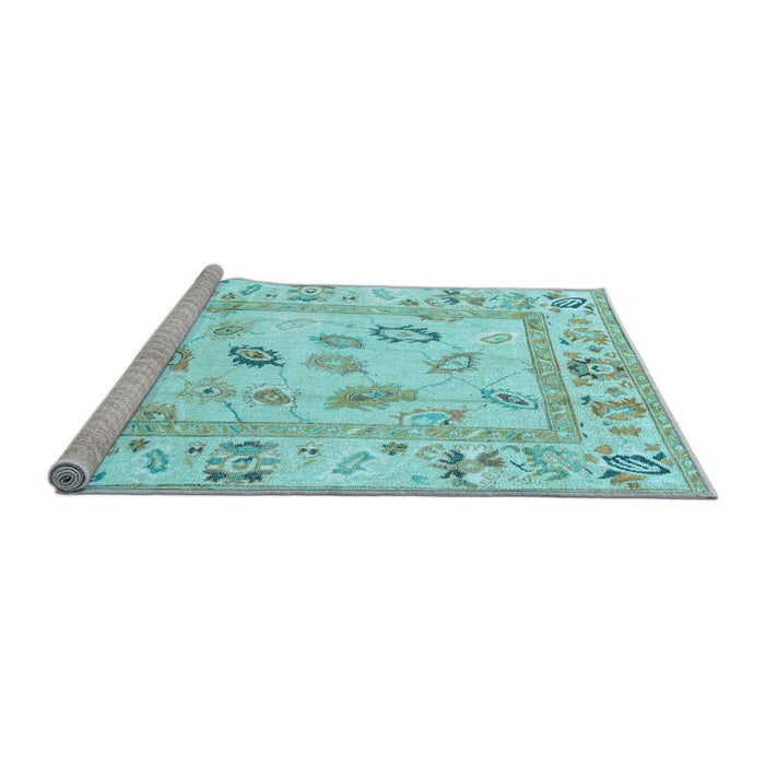 Sideview of Machine Washable Oriental Light Blue Traditional Rug, wshabs4311lblu