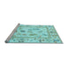 Sideview of Machine Washable Oriental Light Blue Traditional Rug, wshabs4311lblu