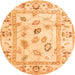 Round Machine Washable Oriental Orange Traditional Area Rugs, wshabs4311org