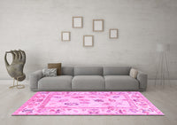 Machine Washable Oriental Pink Traditional Rug, wshabs4311pnk