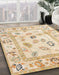 Abstract Brown Sand Brown Oriental Rug in Family Room, abs4311