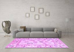 Machine Washable Oriental Purple Traditional Area Rugs in a Living Room, wshabs4311pur