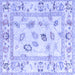 Square Machine Washable Oriental Blue Traditional Rug, wshabs4311blu