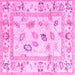 Square Machine Washable Oriental Pink Traditional Rug, wshabs4311pnk