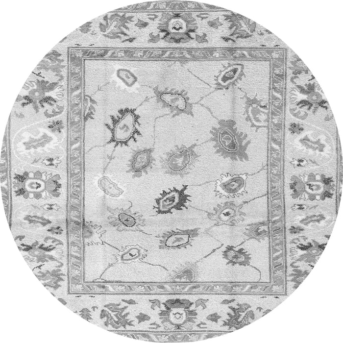 Round Machine Washable Oriental Gray Traditional Rug, wshabs4311gry