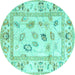 Round Oriental Turquoise Traditional Rug, abs4311turq