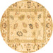 Round Oriental Brown Traditional Rug, abs4311brn