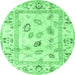 Round Oriental Emerald Green Traditional Rug, abs4311emgrn