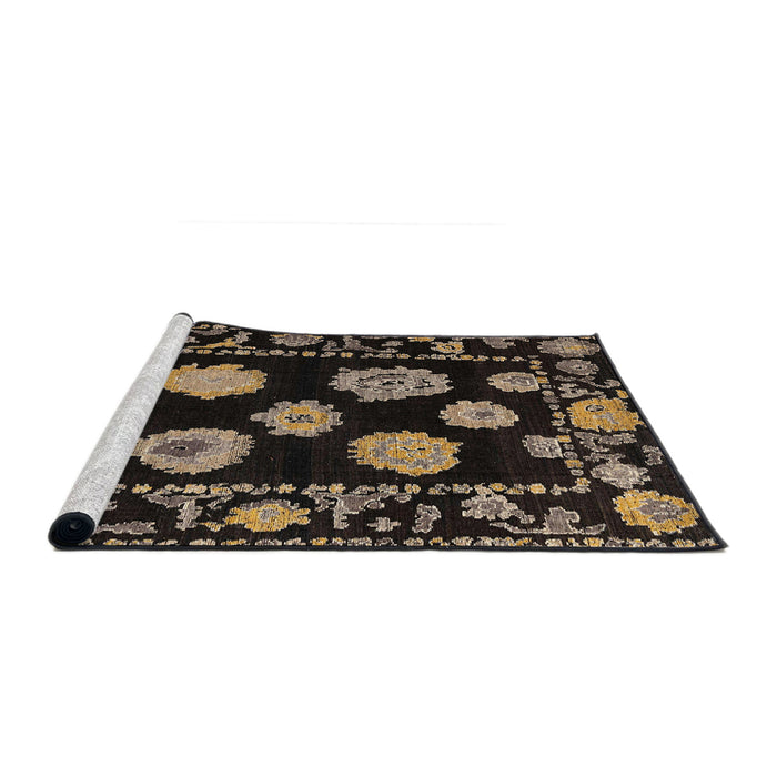 Sideview of Machine Washable Abstract Dark Almond Brown Rug, wshabs4312