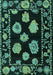 Machine Washable Abstract Turquoise Modern Area Rugs, wshabs4312turq