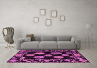 Machine Washable Abstract Pink Modern Rug, wshabs4312pnk