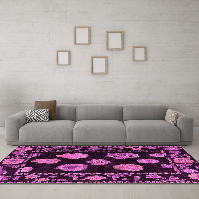 Machine Washable Abstract Pink Modern Rug in a Living Room, wshabs4312pnk