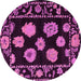 Round Machine Washable Abstract Pink Modern Rug, wshabs4312pnk