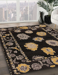 Abstract Dark Almond Brown Modern Rug, abs4312