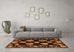 Machine Washable Abstract Orange Modern Area Rugs in a Living Room, wshabs4312org