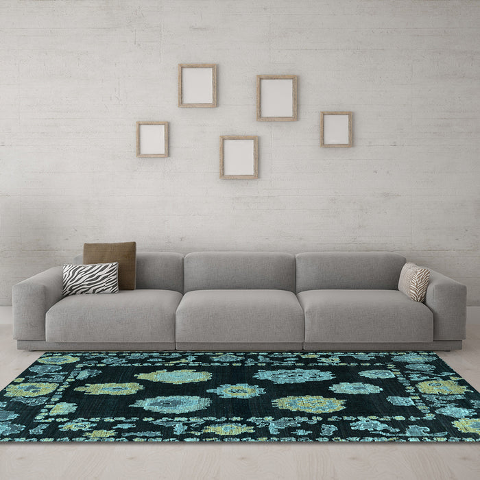 Machine Washable Abstract Light Blue Modern Rug in a Living Room, wshabs4312lblu