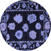 Round Machine Washable Abstract Blue Modern Rug, wshabs4312blu