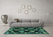 Machine Washable Abstract Turquoise Modern Area Rugs in a Living Room,, wshabs4312turq