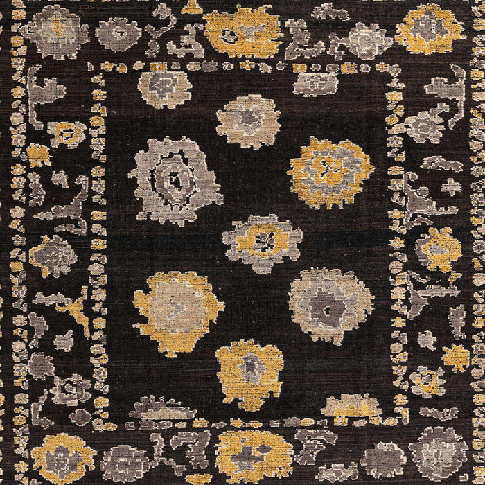 Square Abstract Dark Almond Brown Modern Rug, abs4312