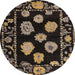 Round Machine Washable Abstract Dark Almond Brown Rug, wshabs4312