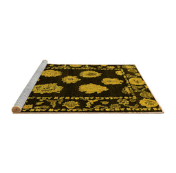 Sideview of Machine Washable Abstract Yellow Modern Rug, wshabs4312yw