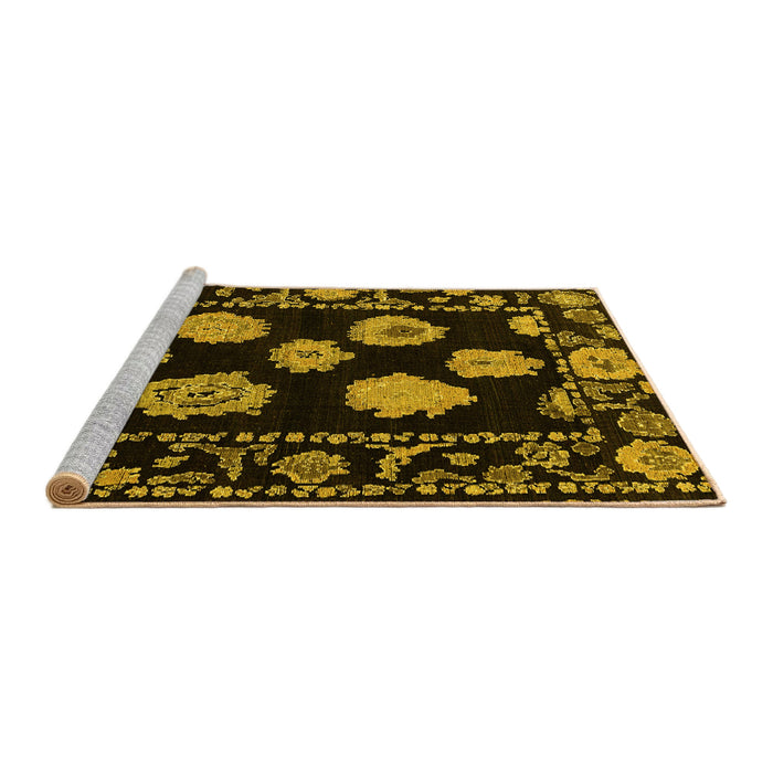 Sideview of Machine Washable Abstract Yellow Modern Rug, wshabs4312yw