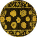 Round Machine Washable Abstract Yellow Modern Rug, wshabs4312yw