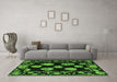 Machine Washable Abstract Green Modern Area Rugs in a Living Room,, wshabs4312grn