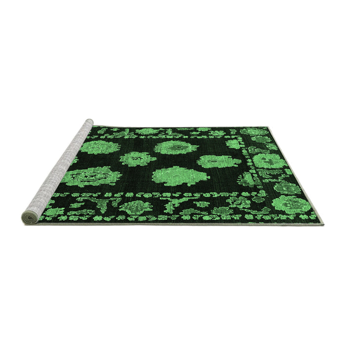 Sideview of Machine Washable Abstract Emerald Green Modern Area Rugs, wshabs4312emgrn