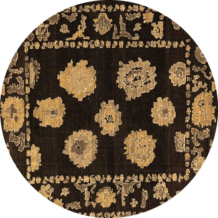 Round Machine Washable Abstract Brown Modern Rug, wshabs4312brn