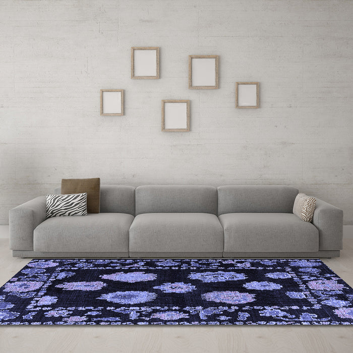 Machine Washable Abstract Blue Modern Rug in a Living Room, wshabs4312blu
