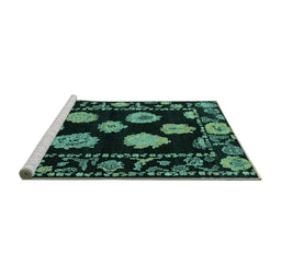 Sideview of Machine Washable Abstract Turquoise Modern Area Rugs, wshabs4312turq
